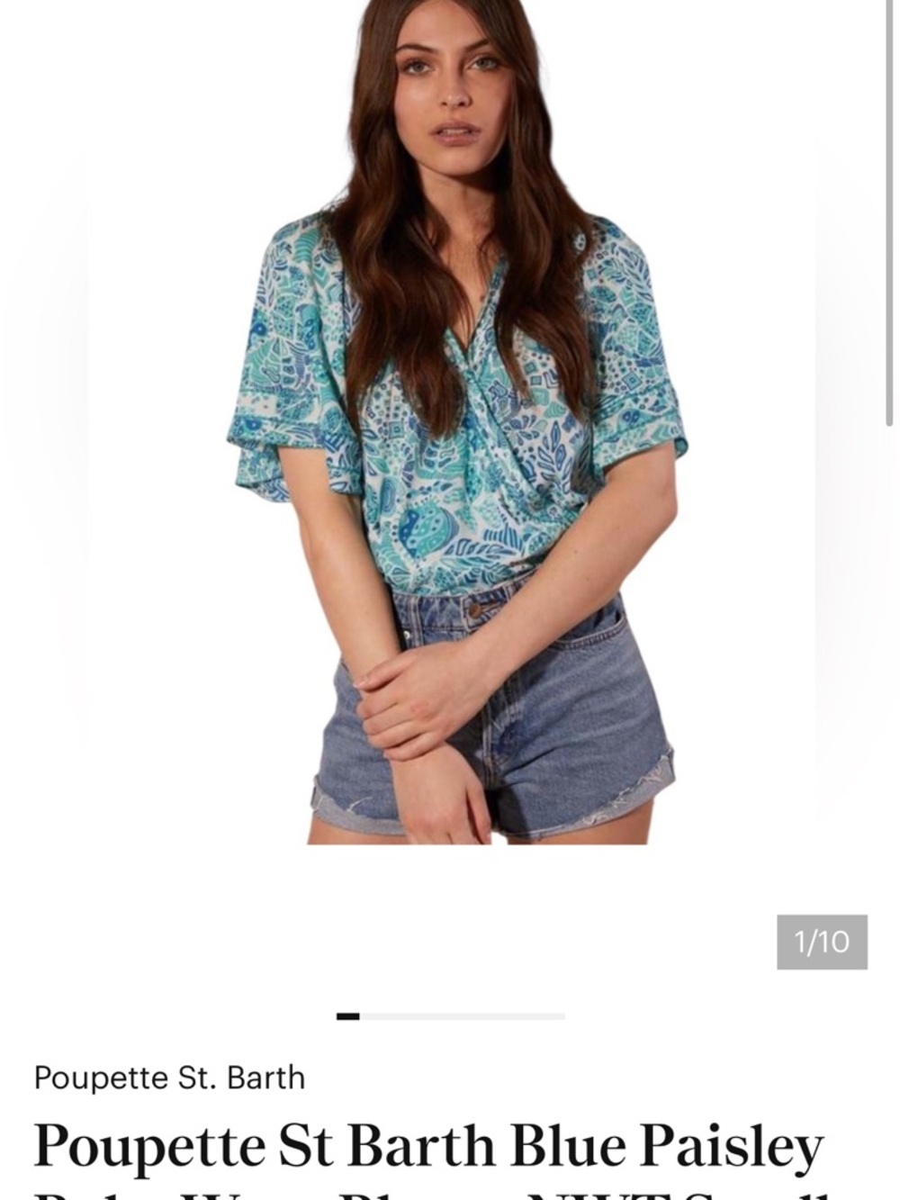 Poupette St. Barth Teal & Blue Becca top. NWT